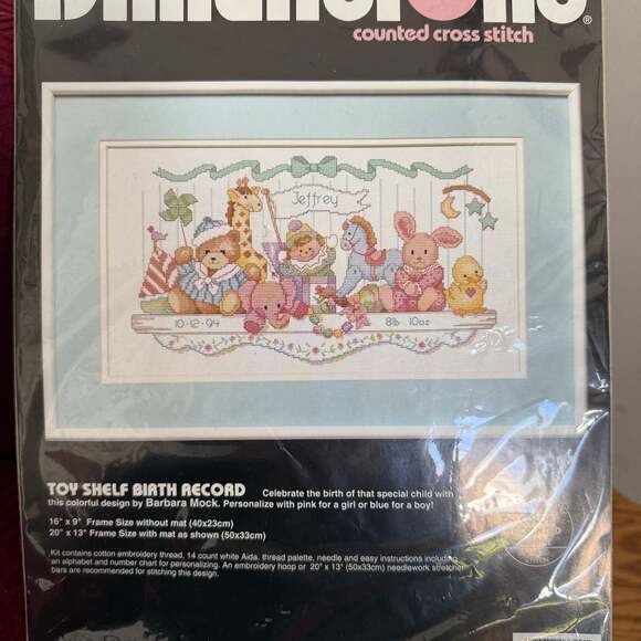 Dimensions Cross Stich Kit Toy Shelf Birth Record 3729 - Picture 1 of 2
